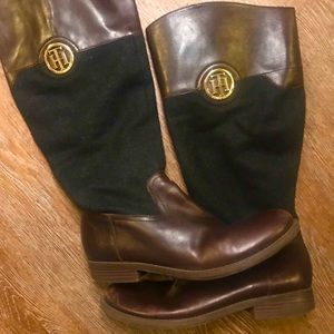 Tommy Hilfiger Brown and Black Riding Boot